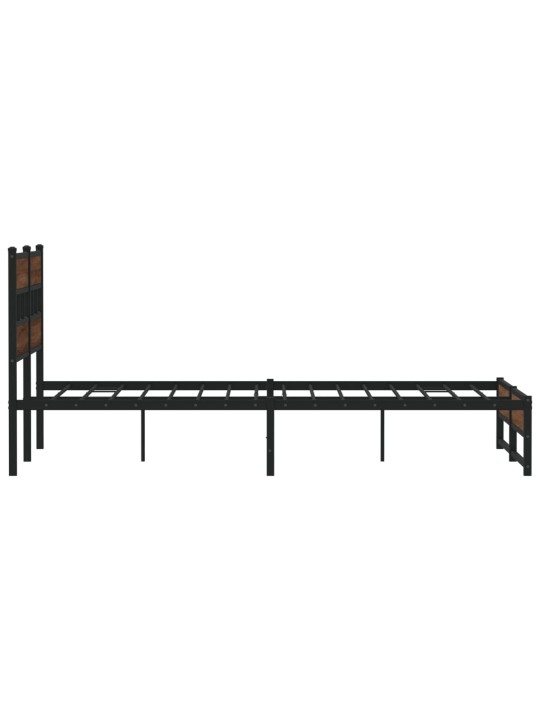 Metallinen sängynrunko ilman patjaa ruskea tammi 140x190 cm