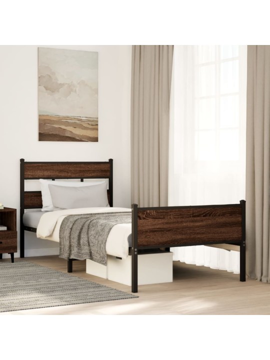 Sängynrunko ilman patjaa ruskea tammi 90x200 cm tekninen puu