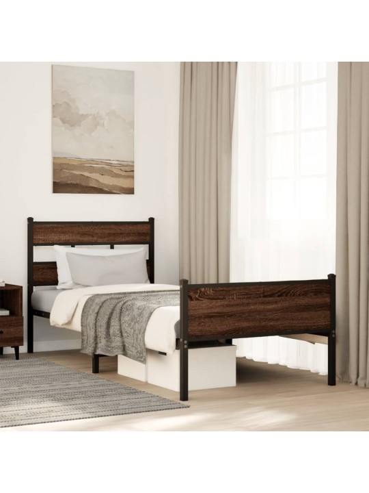 Sängynrunko ilman patjaa ruskea tammi 100x200 cm tekninen puu