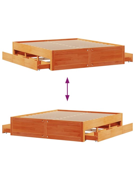 Sängynrunko ei patjaa laatikot vahanrusk 200x200 cm täysi mänty