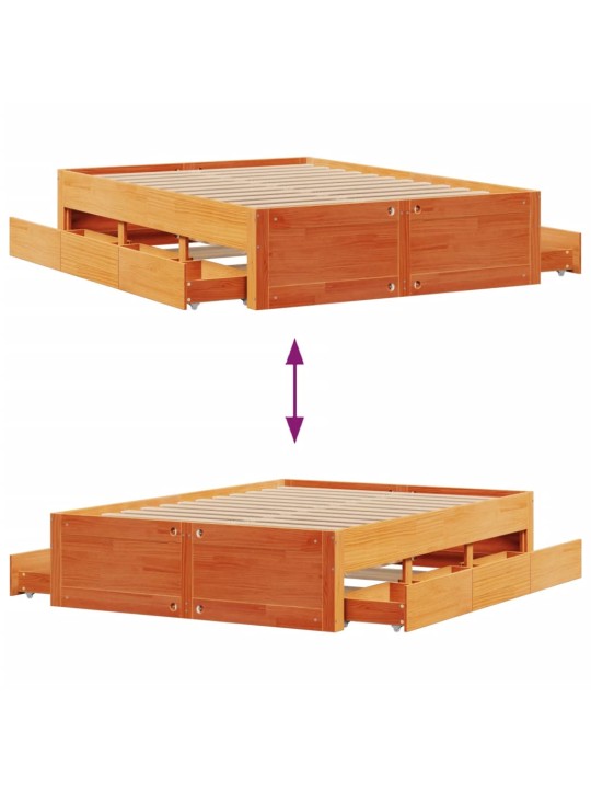 Sängynrunko ei patjaa laatikot vahanrusk 160x200 cm täysi mänty