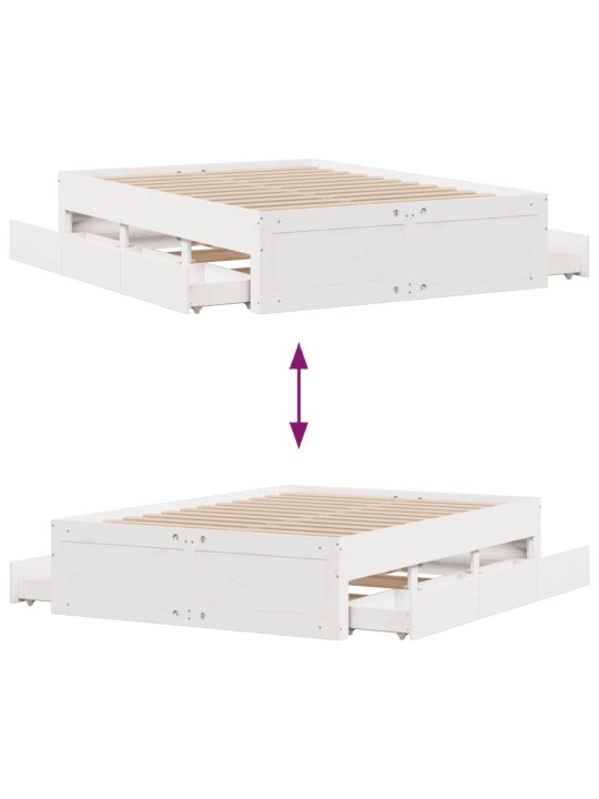 Sängynrunko ei patjaa laatikot valkoinen 140x190 cm täysi mänty