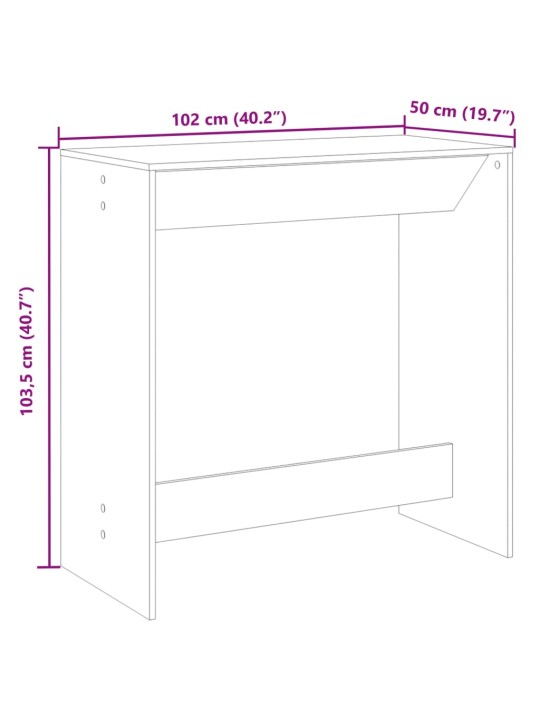 Baaripöytä musta 102x50x103,5 cm tekninen puu