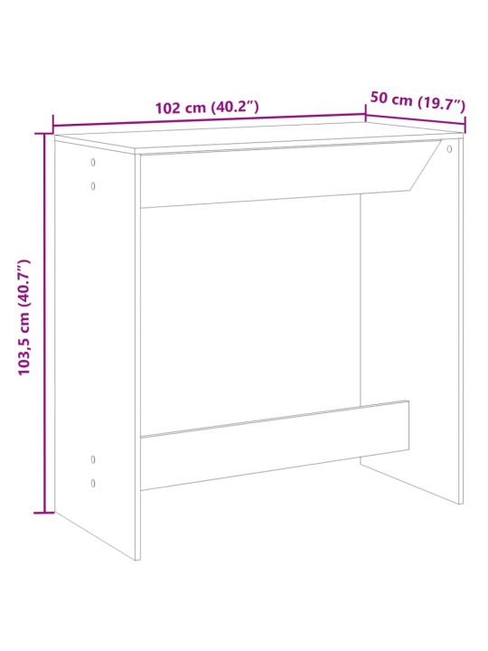 Baaripöytä betoninharmaa 102x50x103,5 cm tekninen puu