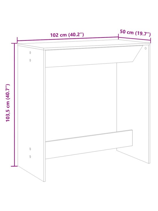 Baaripöytä ruskea tammi 102x50x103,5 cm tekninen puu