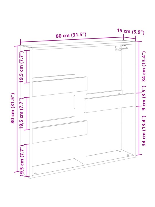 Seinäkaappi musta 80x15x80 cm tekninen puu