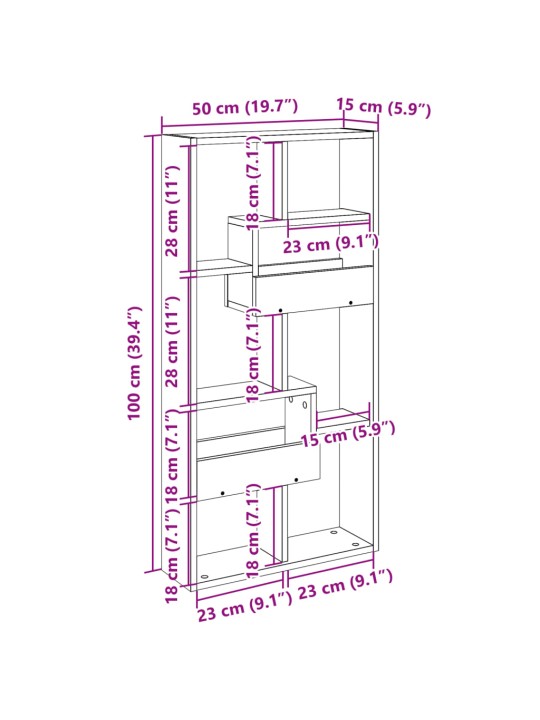 Seinäkaappi musta 50x15x100 cm tekninen puu