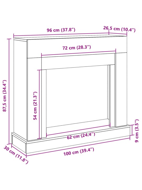 Takkareunus betoninharmaa 100x30x87,5 cm tekninen puu