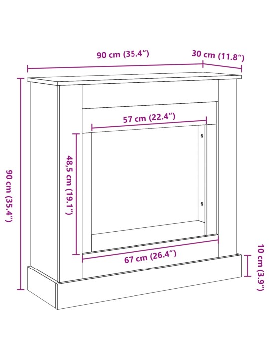 Takkakehys savutammi 90x30x90 cm tekninen puu
