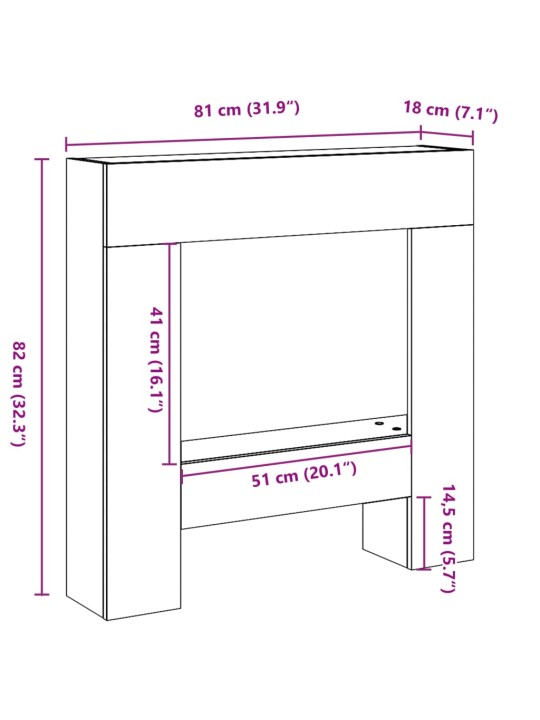 Takkakehys musta 81x18x82 cm tekninen puu