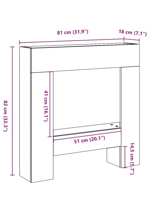 Takkakehys ruskea tammi 81x18x82 cm tekninen puu