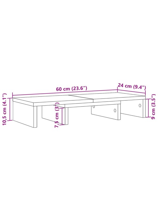 Näyttökoroke säädettävä valkoinen 60x24x10,5 cm tekninen puu