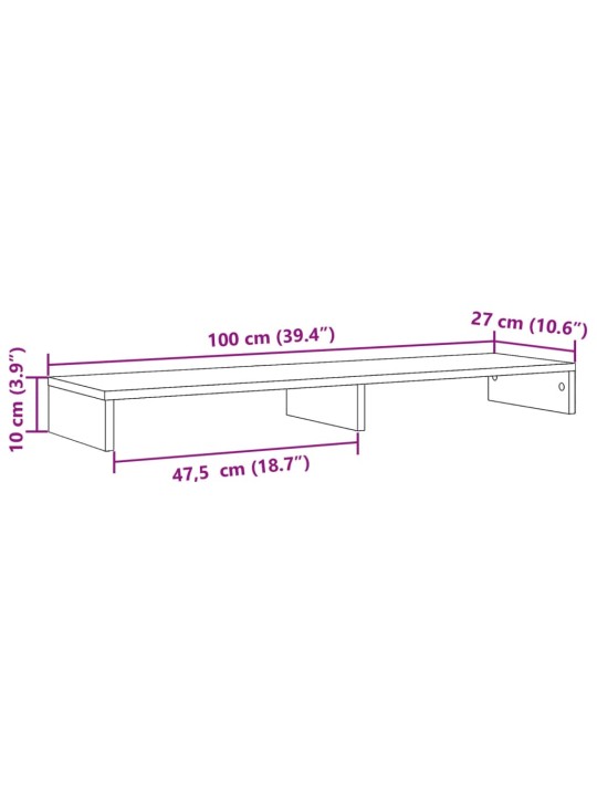 Näyttökoroke musta 100x27x10 cm tekninen puu