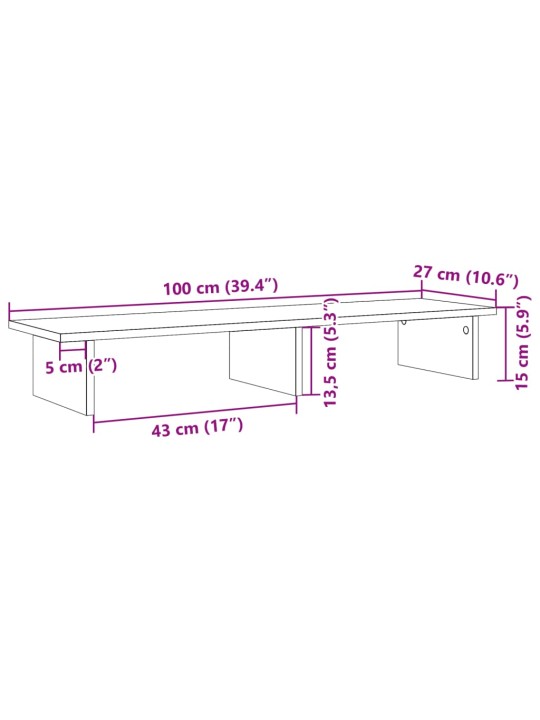 Näyttökoroke musta 100x27x15 cm tekninen puu