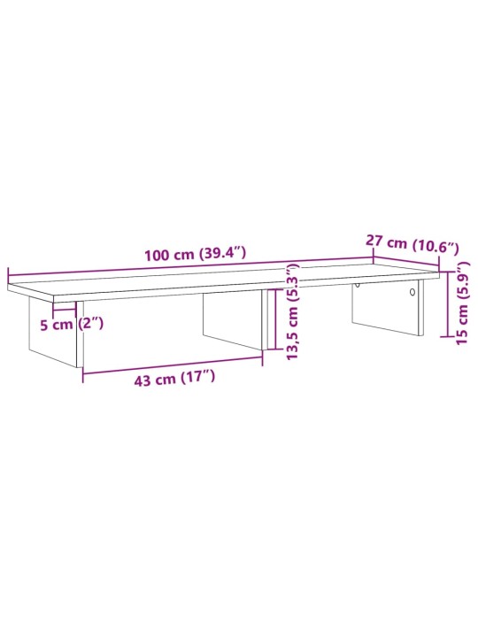 Näyttöteline harmaa Sonoma 100x27x15 cm tekninen puu