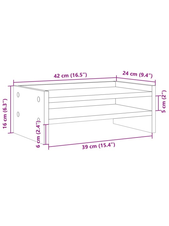 Näyttökoroke betoninharmaa 42x24x16 cm lastulevy