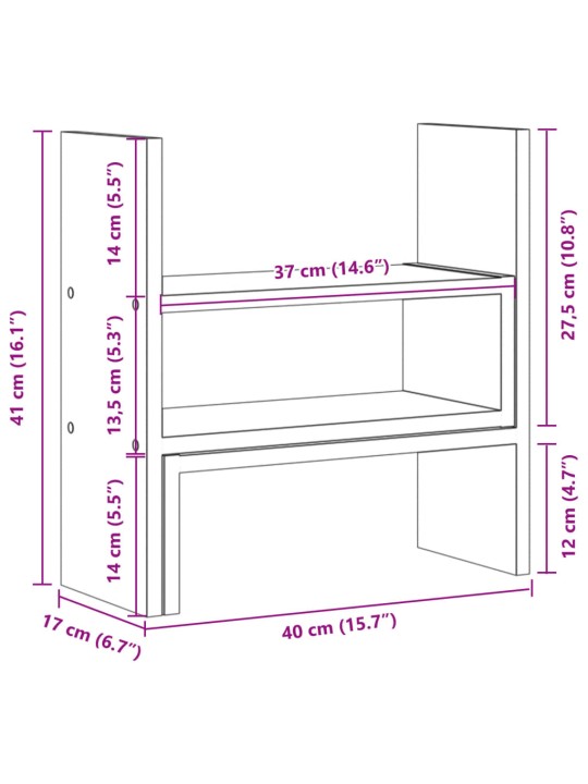 Pöytäjärjestäjä säädettävä betoninharm 40x17x41 cm tekninen puu