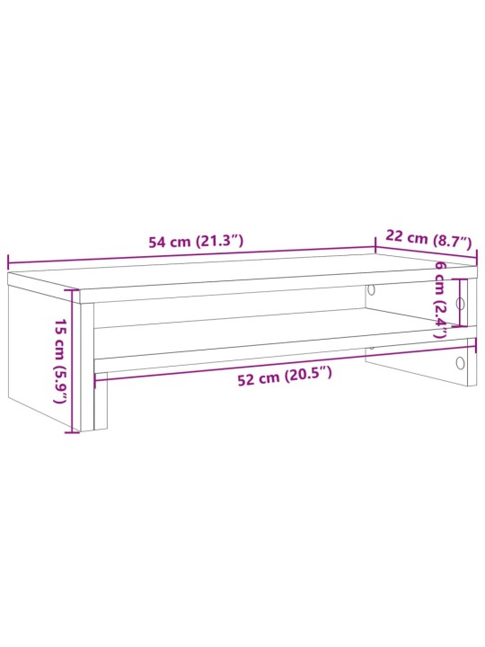 Näyttöteline betoninharmaa 54x22x15 cm tekninen puu