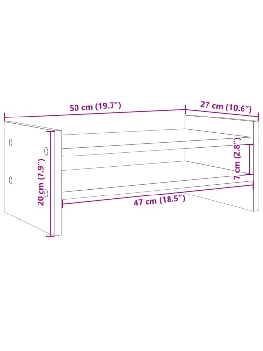 Näyttöteline betoninharmaa 50x27x20 cm tekninen puu