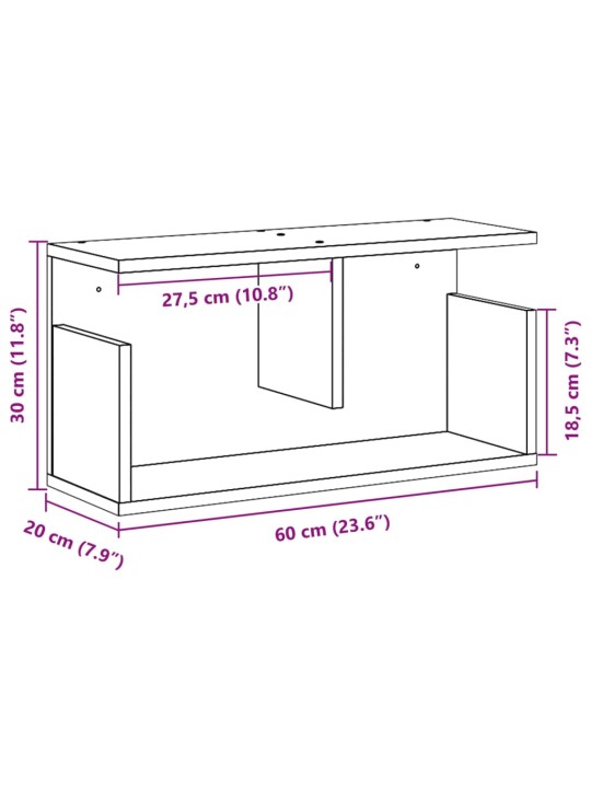 Seinäkaappi 60x20x30 cm musta tekninen puu