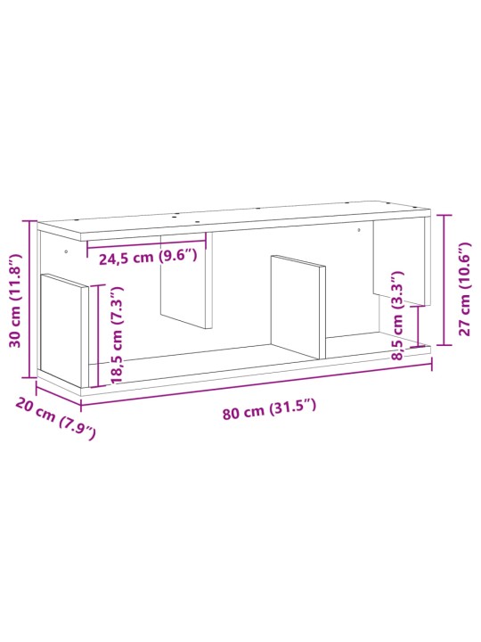 Seinäkaappi 80x20x30 cm betoninharmaa tekninen puu