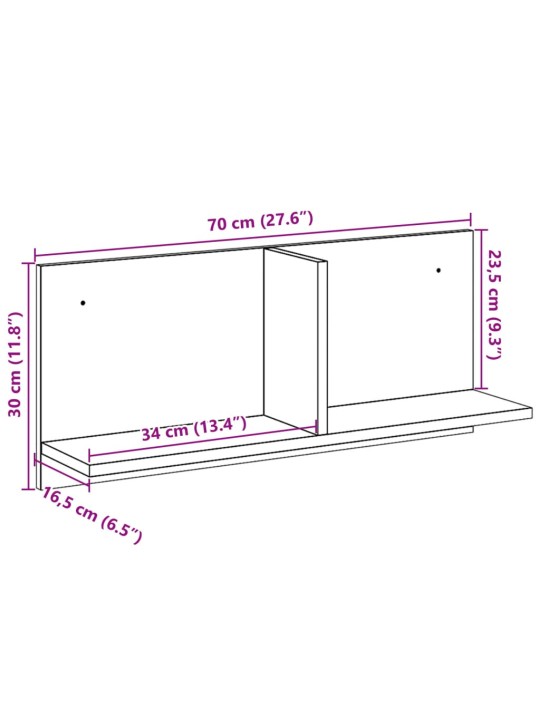 Seinäkaappi 70x16,5x30 cm betoninharmaa tekninen puu