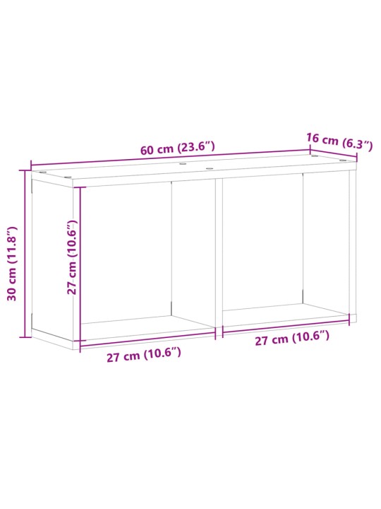 Seinäkaappi 60x16x30 cm musta tekninen puu