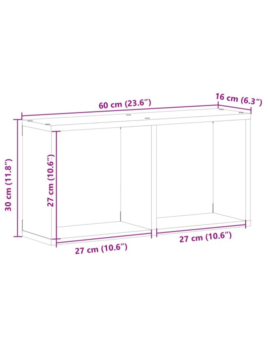 Seinäkaappi 60x16x30 cm betoninharmaa tekninen puu