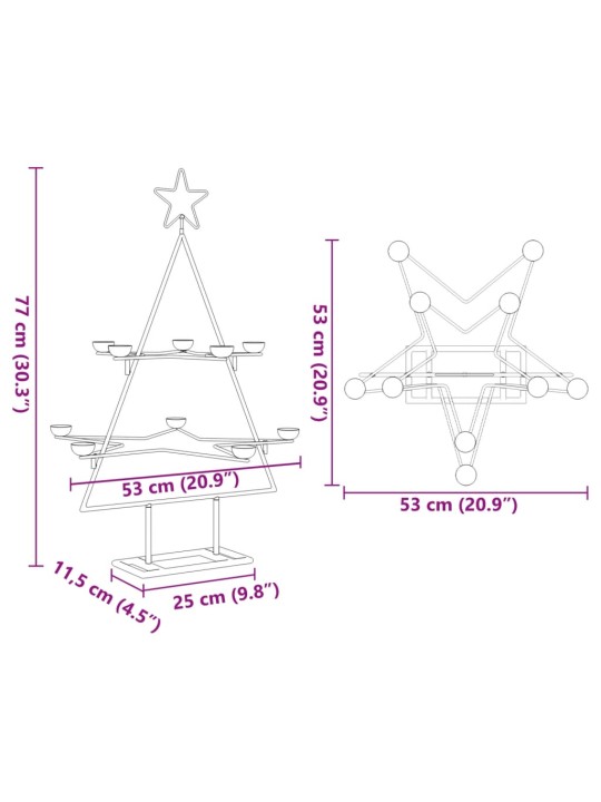Metallinen koristejoulukuusi musta 75 cm
