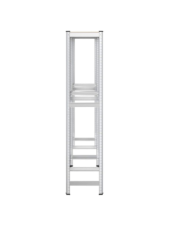 2-kerroksiset rengashyllyt 2kpl hopea 110x40x180cm teräs ja puu