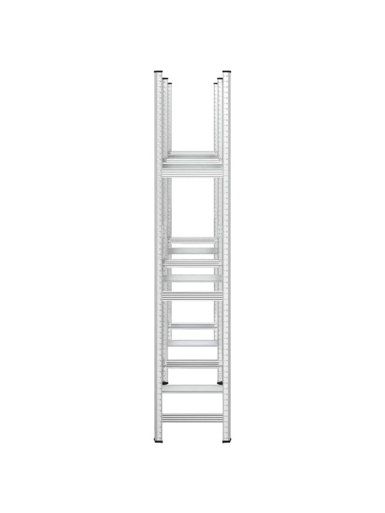 3-kerroksiset rengashyllyt 2 kpl hopea 110x40x200 cm teräs