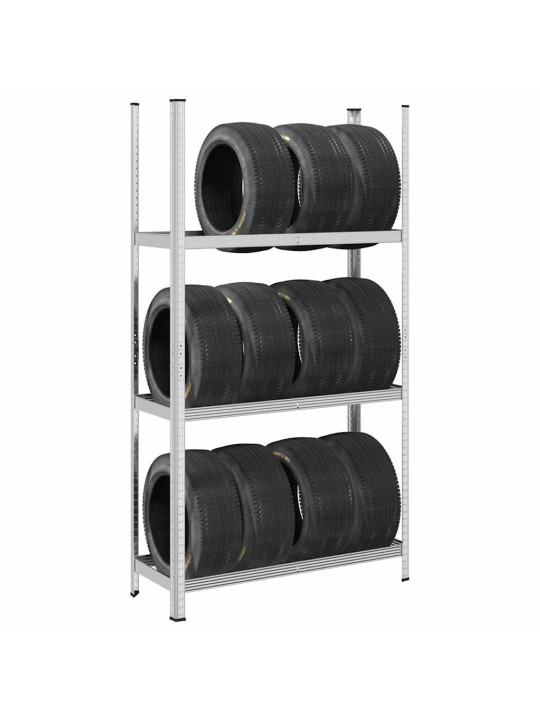 3-kerroksiset rengashyllyt 2 kpl hopea 110x40x200 cm teräs