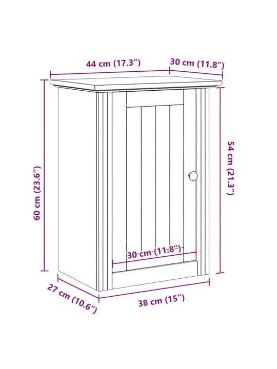 Kylpyhuoneen seinäkaappi BODO valkoinen ja ruskea 44x30x60 cm