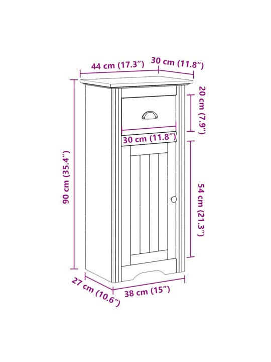 Kylpyhuonekaappi BODO valkoinen ja ruskea 44x30x90 cm