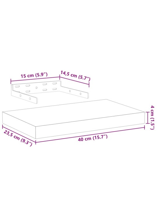 Kelluvat hyllyt 2 kpl 40x23,5x4 cm tekninen puu