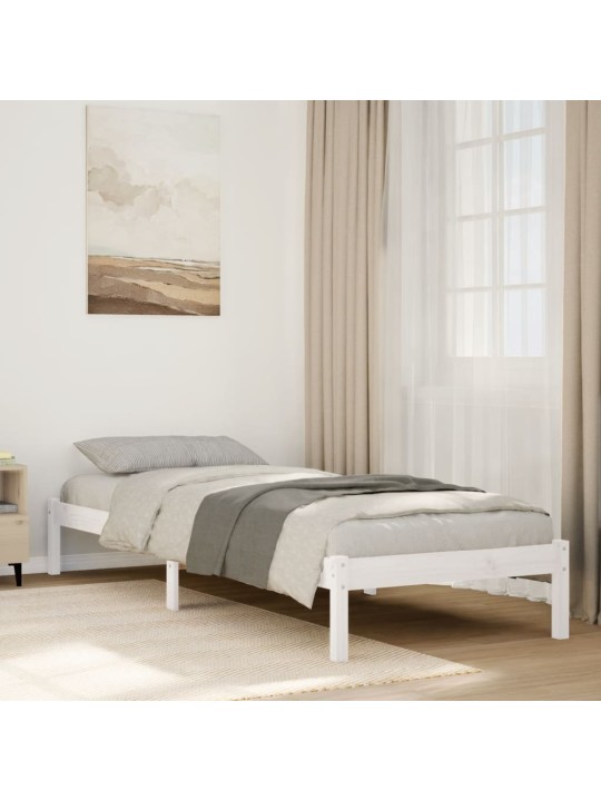 Sängynrunko erikoispitkä ei patjaa valk. 100x220 cm täysi mänty