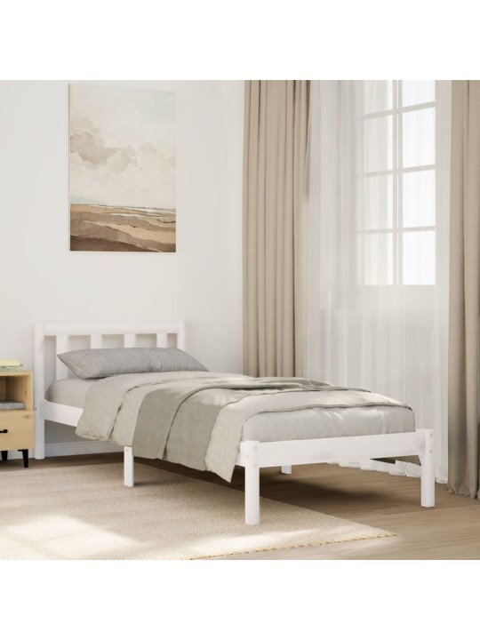 Sängynrunko erikoispitkä ei patjaa valk. 100x220 cm täysi mänty