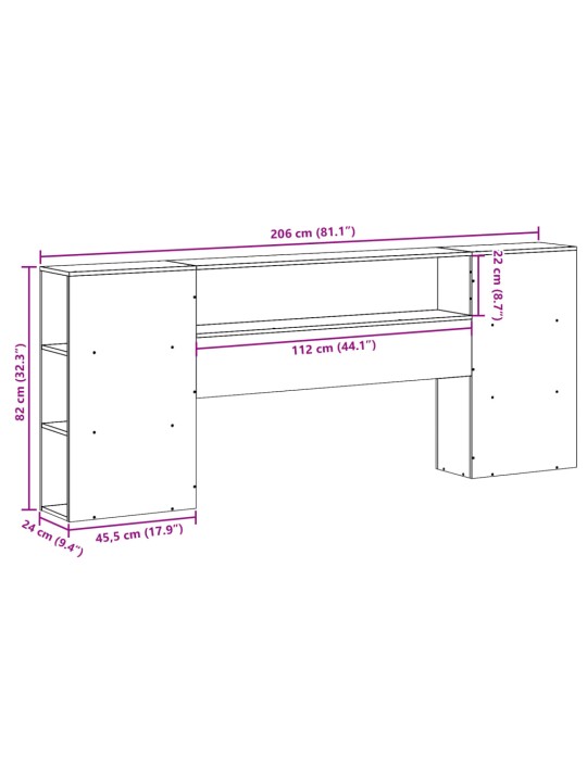 Sängynpääty säilytystilalla 200 cm täysi mänty