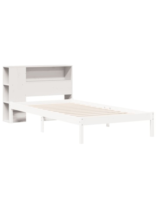 Sängynpääty säilytystilalla valkoinen 75 cm täysi mänty
