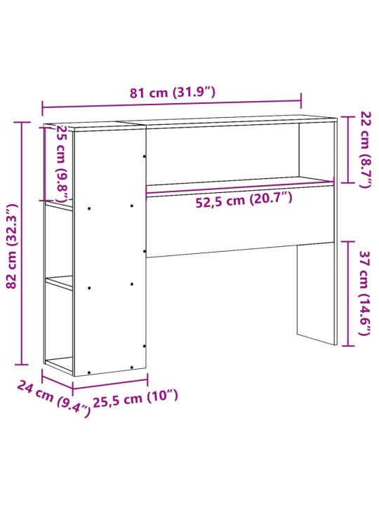 Sängynpääty säilytystilalla valkoinen 75 cm täysi mänty