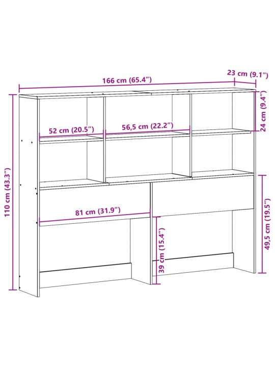 Sängynpääty säilytystilalla 160 cm täysi mänty