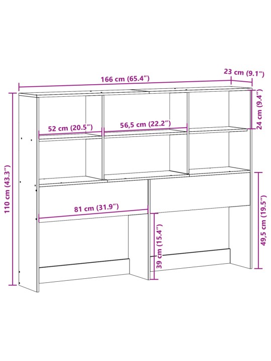 Sängynpääty säilytystilalla valkoinen 160 cm täysi mänty