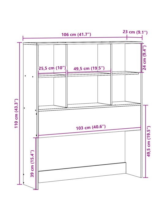 Sängynpääty säilytystilalla valkoinen 100 cm täysi mänty