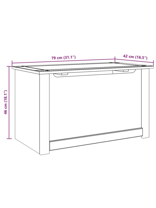 Säilytyslaatikko kannella Panama 79x42x46 cm täysi mänty