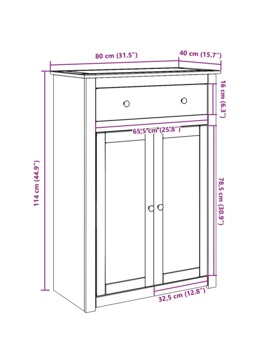 Kenkäkaappi Panama 80x40x114 cm täysi mänty