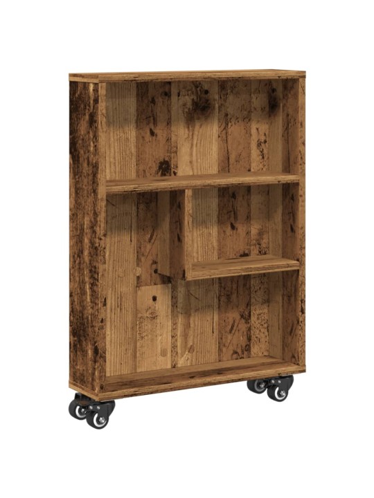 Kapea säilytysvaunu vanha puu 48x13x68 cm tekninen puu