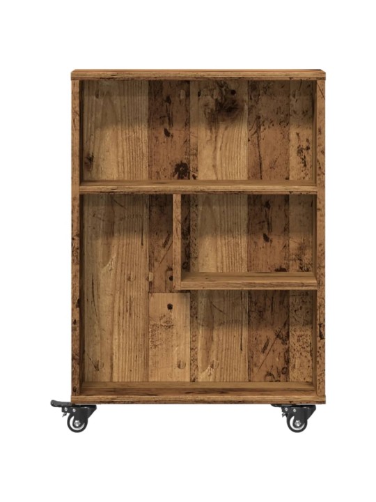 Kapea säilytysvaunu vanha puu 48x13x68 cm tekninen puu