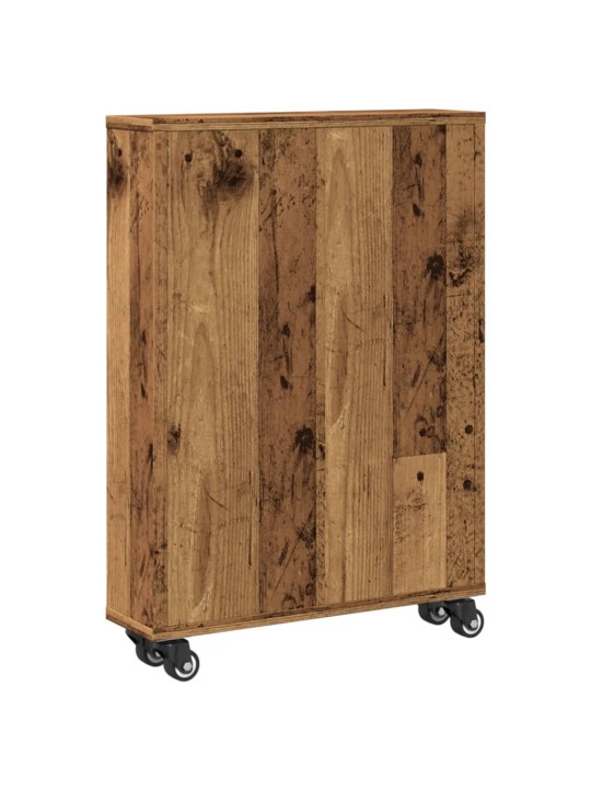 Kapea säilytysvaunu vanha puu 48x13x68 cm tekninen puu