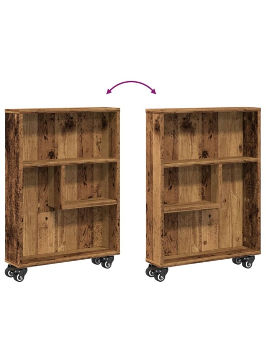 Kapea säilytysvaunu vanha puu 48x13x68 cm tekninen puu