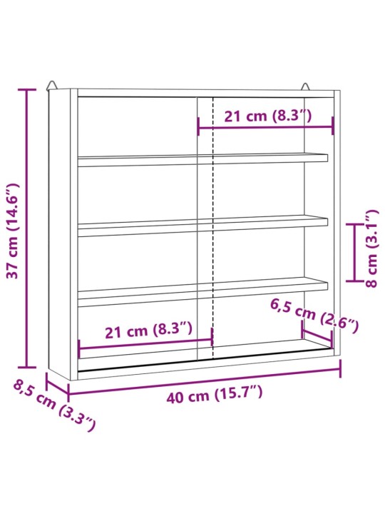 Puinen keräilijän näyttökotelo ovilla 40x8,5x37cm